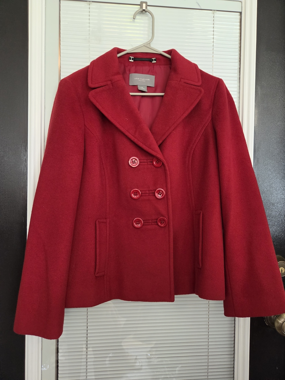 Anne Taylor Red Double-Breasted Wool Peacoat